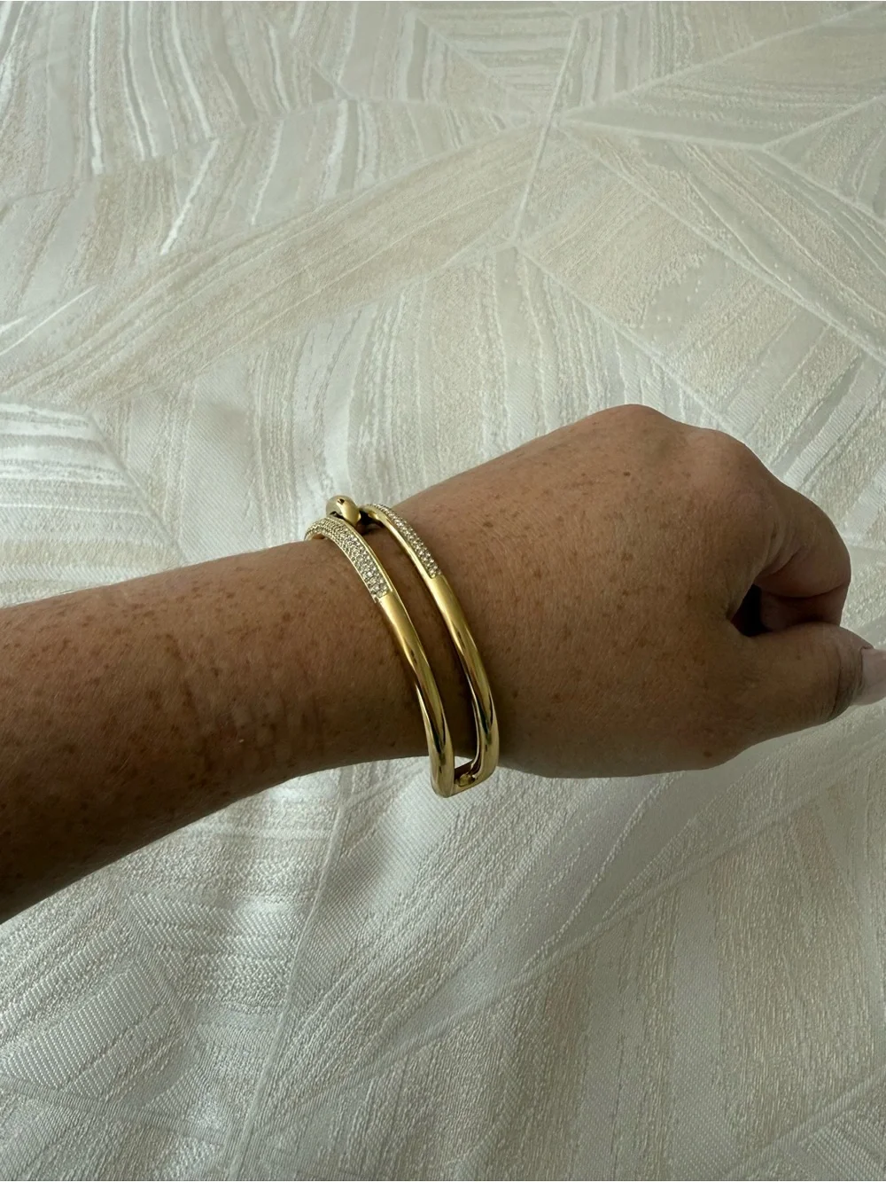 Michael Kors Gold Crystal-Accented Open Cuff Bracelet